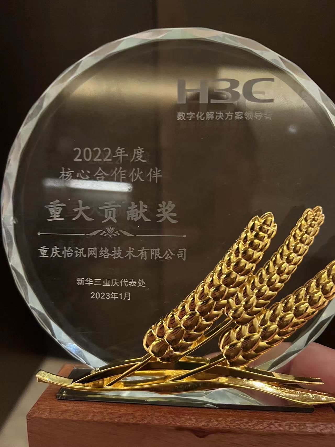 我公司榮獲H3C頒發的(de)“合作(zuò)夥伴重大(dà)貢獻獎”(圖1)